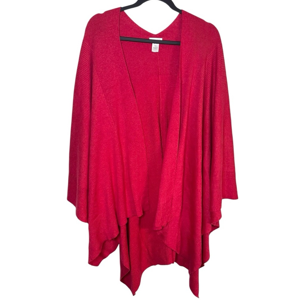 J.Jill Cotton Ribbed Shawl Cardigan One‎ Size Red
